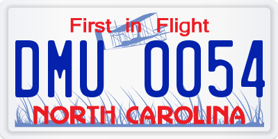 NC license plate DMU0054