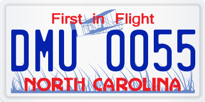 NC license plate DMU0055