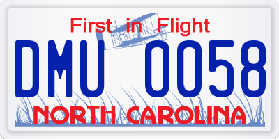 NC license plate DMU0058