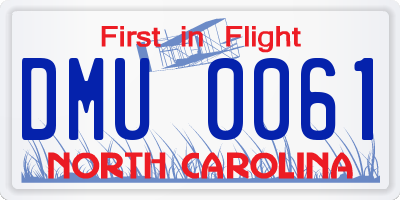 NC license plate DMU0061