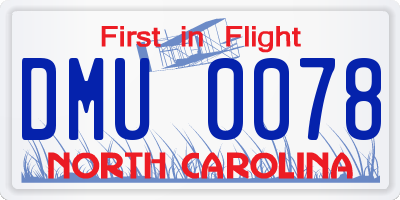 NC license plate DMU0078