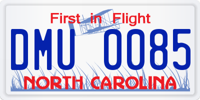 NC license plate DMU0085