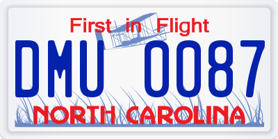 NC license plate DMU0087