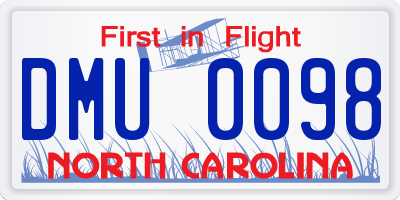 NC license plate DMU0098