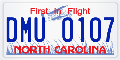 NC license plate DMU0107