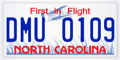 NC license plate DMU0109