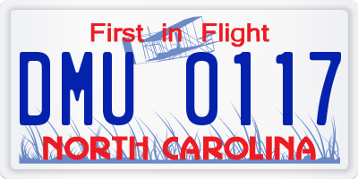 NC license plate DMU0117