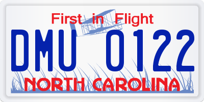 NC license plate DMU0122