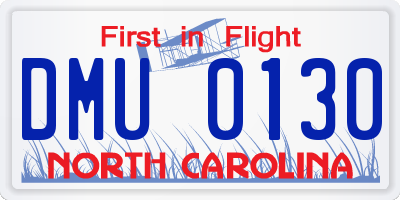 NC license plate DMU0130