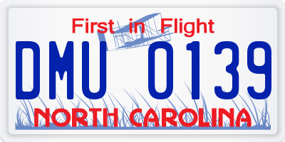 NC license plate DMU0139