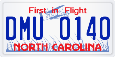 NC license plate DMU0140