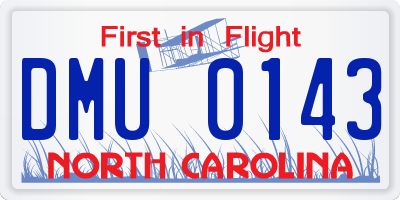 NC license plate DMU0143