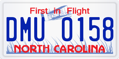 NC license plate DMU0158