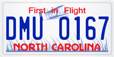 NC license plate DMU0167