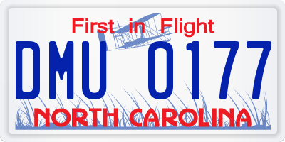 NC license plate DMU0177
