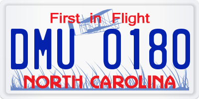 NC license plate DMU0180