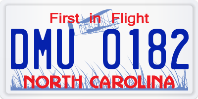 NC license plate DMU0182