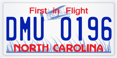 NC license plate DMU0196