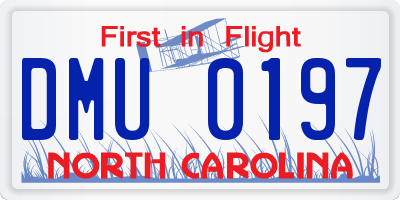 NC license plate DMU0197