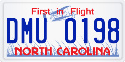 NC license plate DMU0198