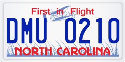 NC license plate DMU0210