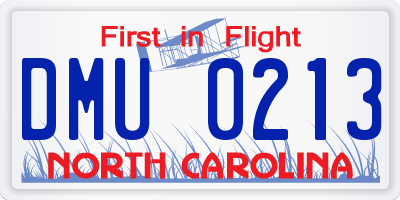 NC license plate DMU0213