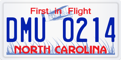 NC license plate DMU0214
