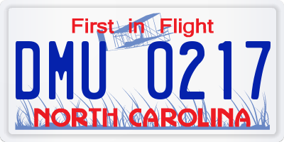 NC license plate DMU0217