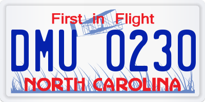 NC license plate DMU0230