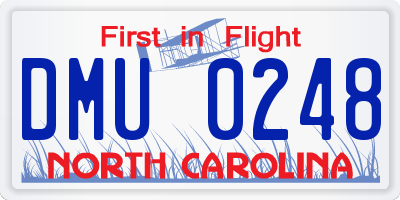 NC license plate DMU0248