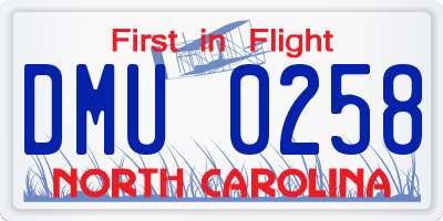 NC license plate DMU0258