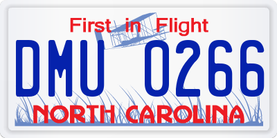 NC license plate DMU0266