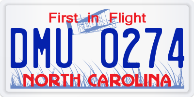 NC license plate DMU0274