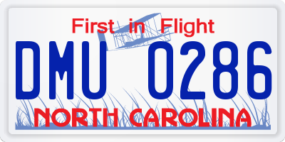 NC license plate DMU0286