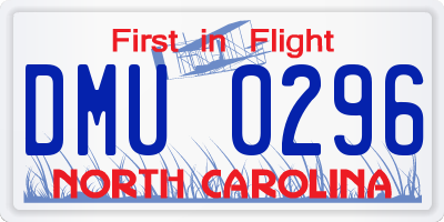 NC license plate DMU0296
