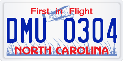 NC license plate DMU0304