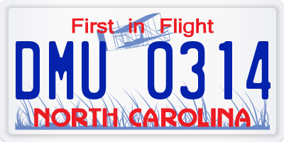 NC license plate DMU0314
