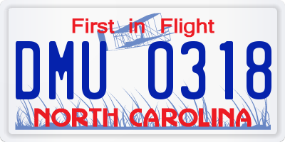 NC license plate DMU0318
