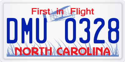 NC license plate DMU0328