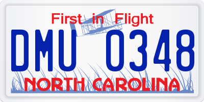 NC license plate DMU0348