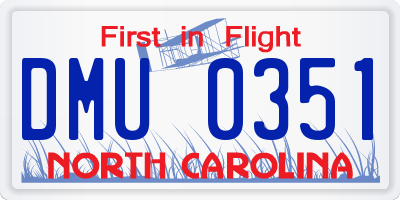 NC license plate DMU0351
