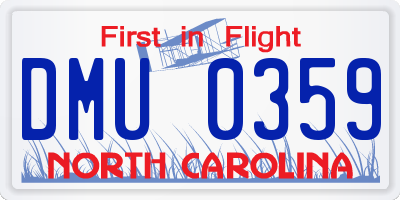 NC license plate DMU0359