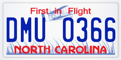 NC license plate DMU0366