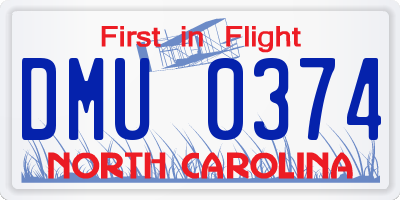 NC license plate DMU0374