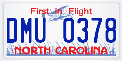 NC license plate DMU0378