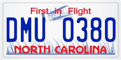 NC license plate DMU0380