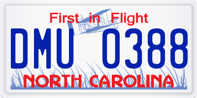 NC license plate DMU0388