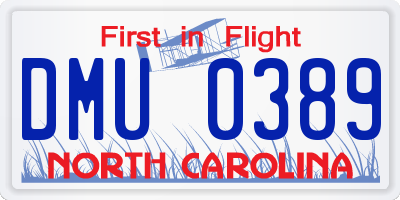 NC license plate DMU0389