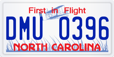 NC license plate DMU0396