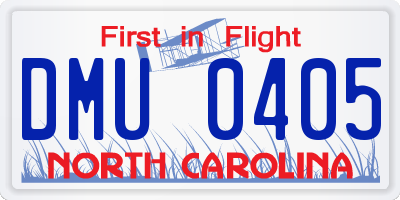 NC license plate DMU0405